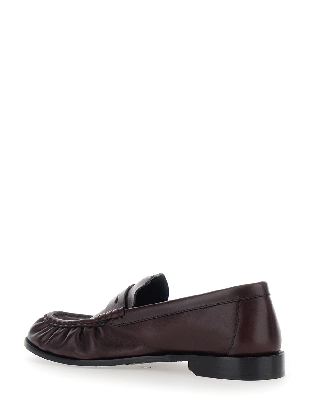 Saint Laurent Men 'Le Loafer' Bordeaux Loafers With Hand-Stitched Pointed Toe And Cassandre Plaque In Smooth Leather For Men SAINT LAURENT