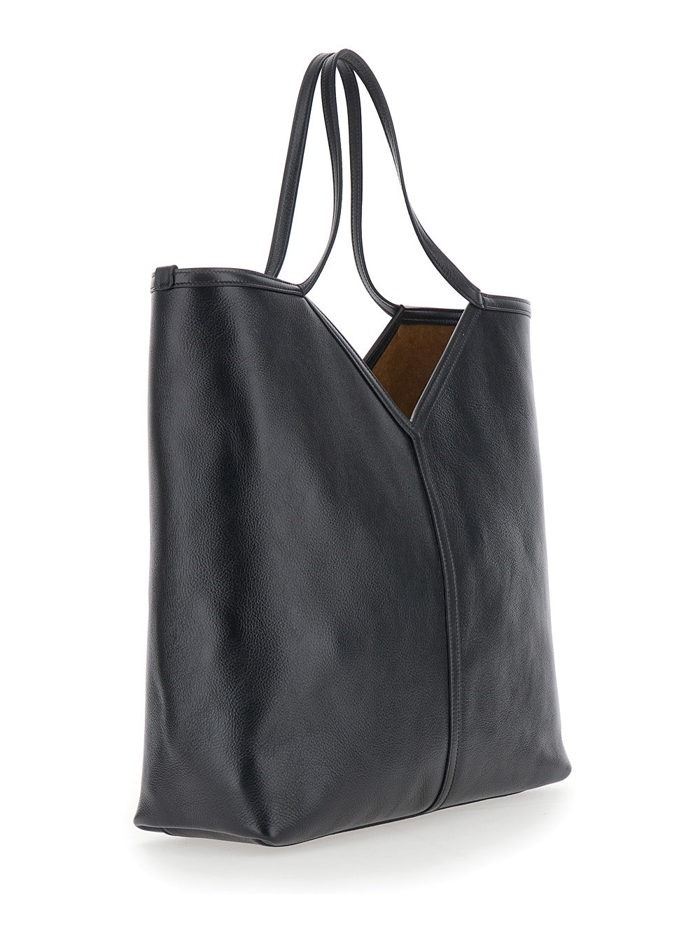 Saint Laurent Men 'Y Tote' Black Shoulder Bag With Y Stitching In Leather For Men SAINT LAURENT