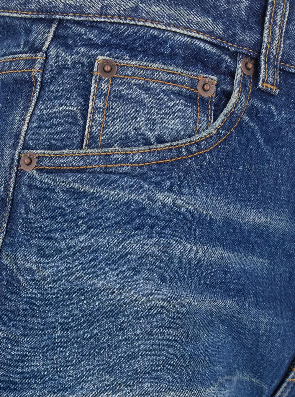 Chloé Women Blue Jeans With Logo Patch On The Back And Faded Effect In Denim For Women CHLOE