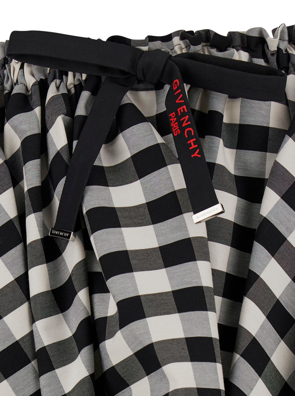 Givenchy Women Black And White Skirt With Waist Belt And All-Over Check Motif In Blend Cotton Women GIVENCHY