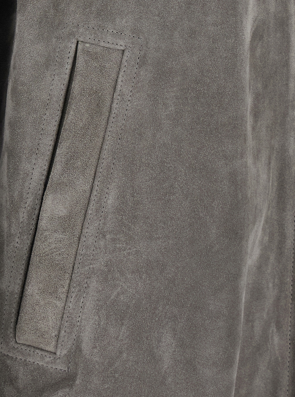 Rick Owens Men 'Brad' Grey Jacket With Classic Collar And Back Strap In Suede Men RICK OWENS