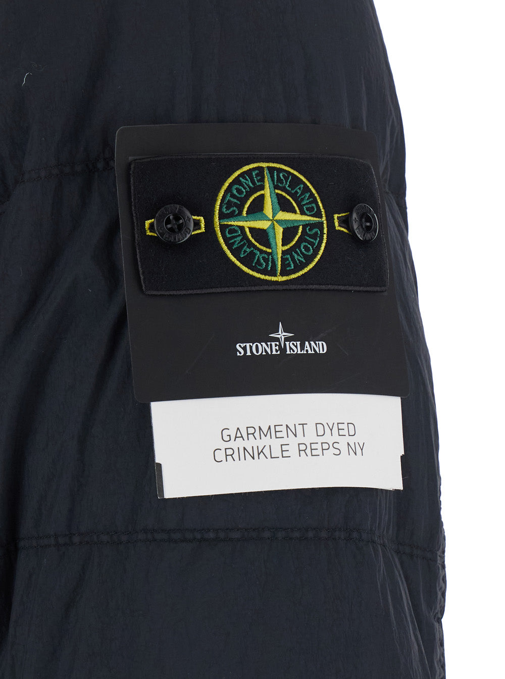 Stone Island Men 'Crinkle' Blue Down Jacket With Logo Patch On The Sleeve In Tech Fabric For Men STONE ISLAND