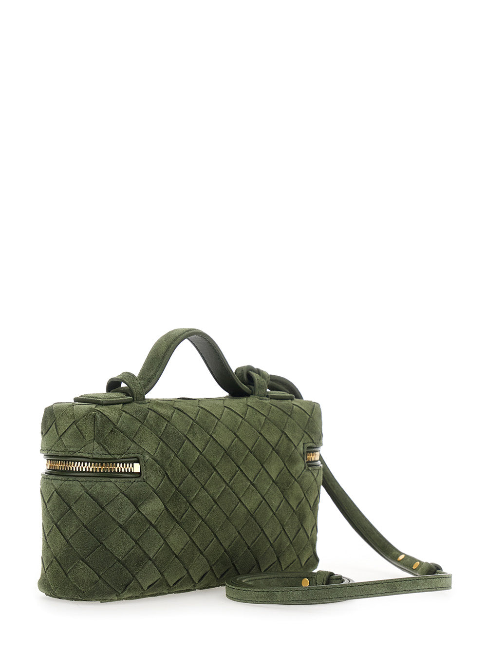 Bottega Veneta Women 'Bang Bang' Green Crossbody Bag With Removable Strap And Intrecciato Motif In Suede For Women BOTTEGA VENETA