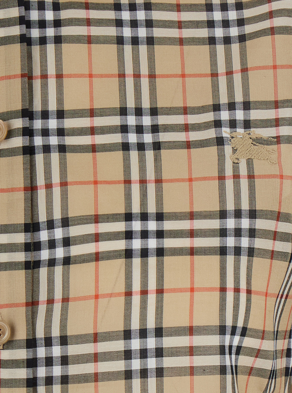 Burberry Women 'Emma' Beige Shirt With Ekd Embroidery On The Front And All-Over Check Motif In Cotton For Women BURBERRY