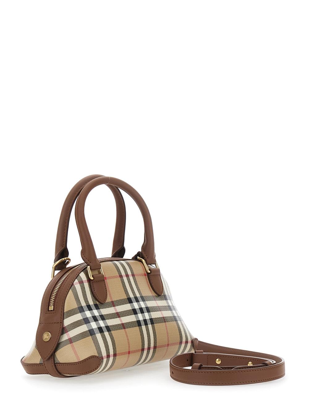 Burberry Women Burberry Women 'Primrose' Beige Handbag With Ekd Leather Tag And Adjustable And Removable Strap In Check Canvas For Women BURBERRY