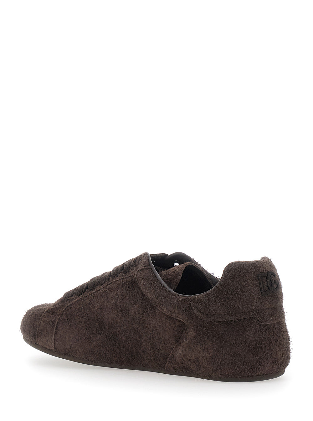Dolce & Gabbana Men 'Portofino' Brown Sneakers With Logo Patch On The Side And Logo On The Tongue In Suede For Men DOLCE & GABBANA