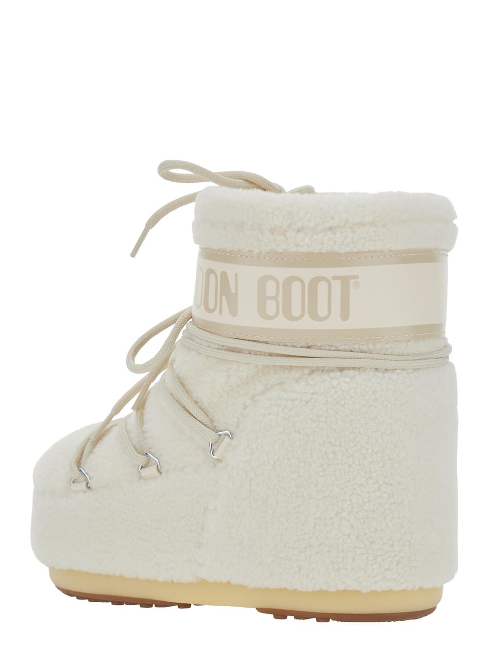 Moon Boot Women Icon Low Fleece Ankle Boots With Rubber Sole And Fleece Lining White Women MOON BOOT