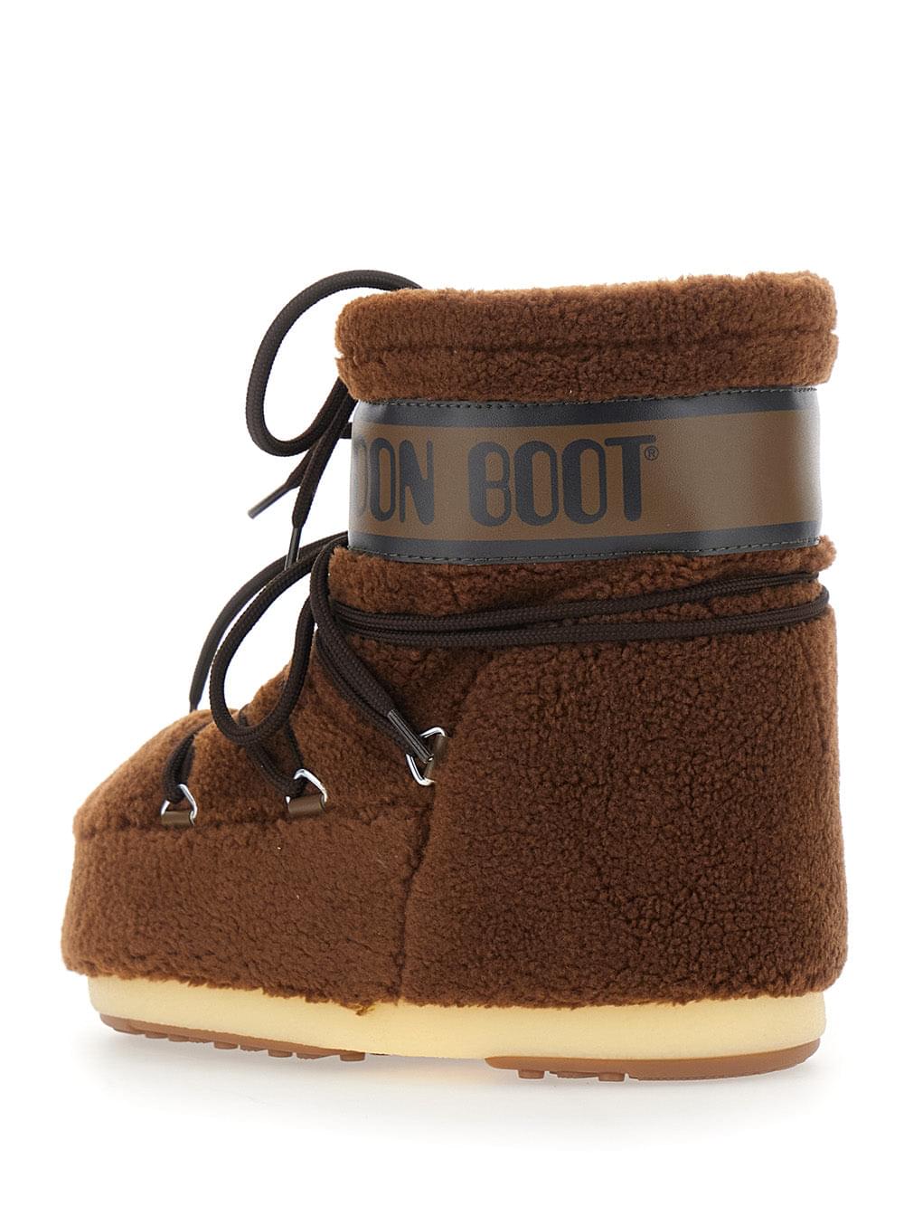 Moon Boot Women Icon Low Fleece Is A Bootie With A Soft Fleece Lining And Brown Rubber Sole Unisex MOON BOOT