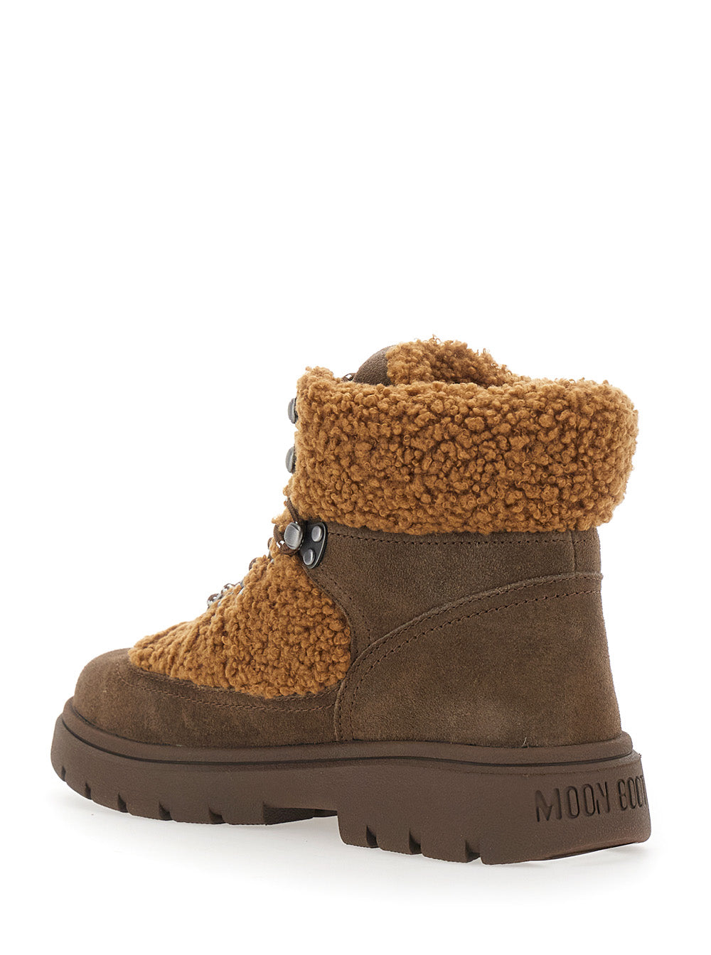 Moon Boot Women Combat Boot Fleece With Fleece Details And Rubber Sole Brown Men MOON BOOT