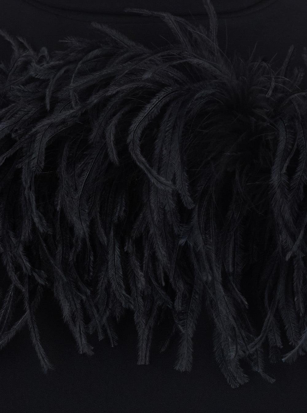 P.A.R.O.S.H. Women Feathers Dress With Polyester Details And Black Color For Women P.A.R.O.S.H.