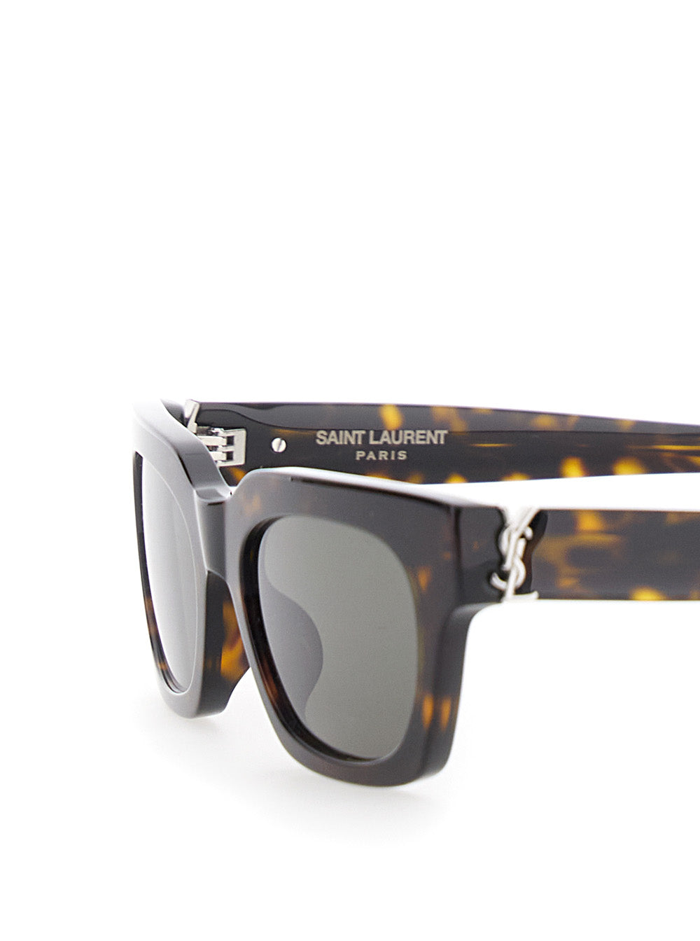 Saint Laurent Women 'Wellington' Brown Sunglasses With Cassandre On The Temples And Leopard Design In Acetate For Women SAINT LAURENT
