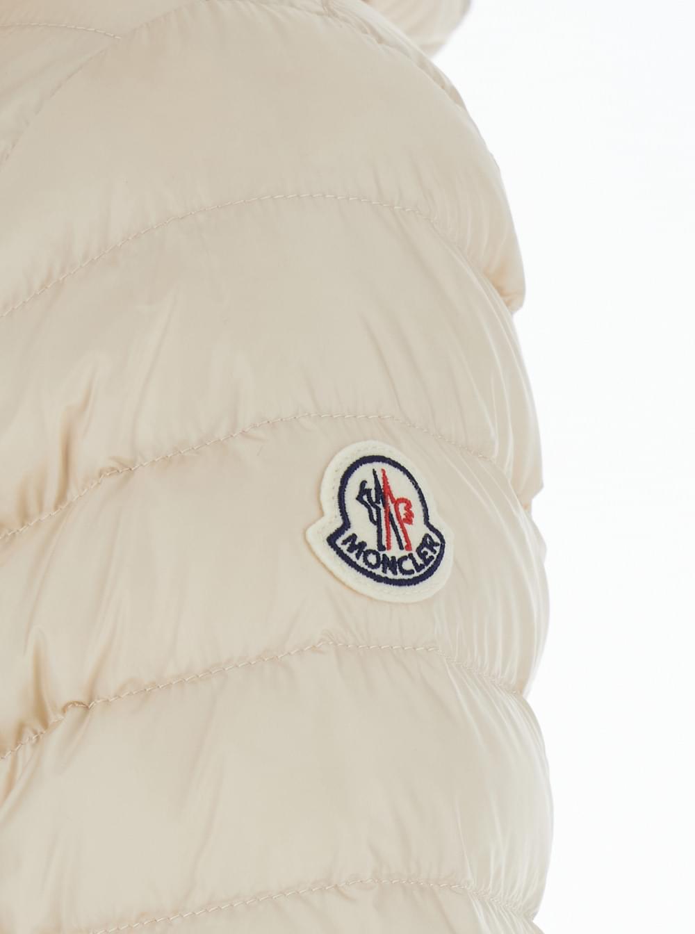 Moncler Women 'Igel' White Down Jacket With Logo Patch On The Sleeve In Tech Fabric For Women MONCLER