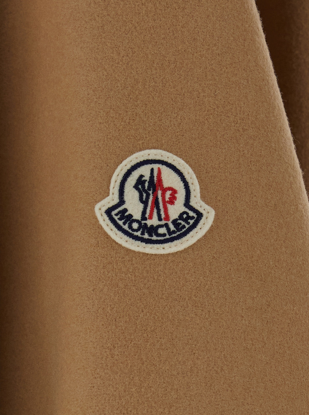 Moncler Women Beige Cape With Adjustable Belt On The Front And Logo Patch On The Sleeve In Blend Wool For Women MONCLER