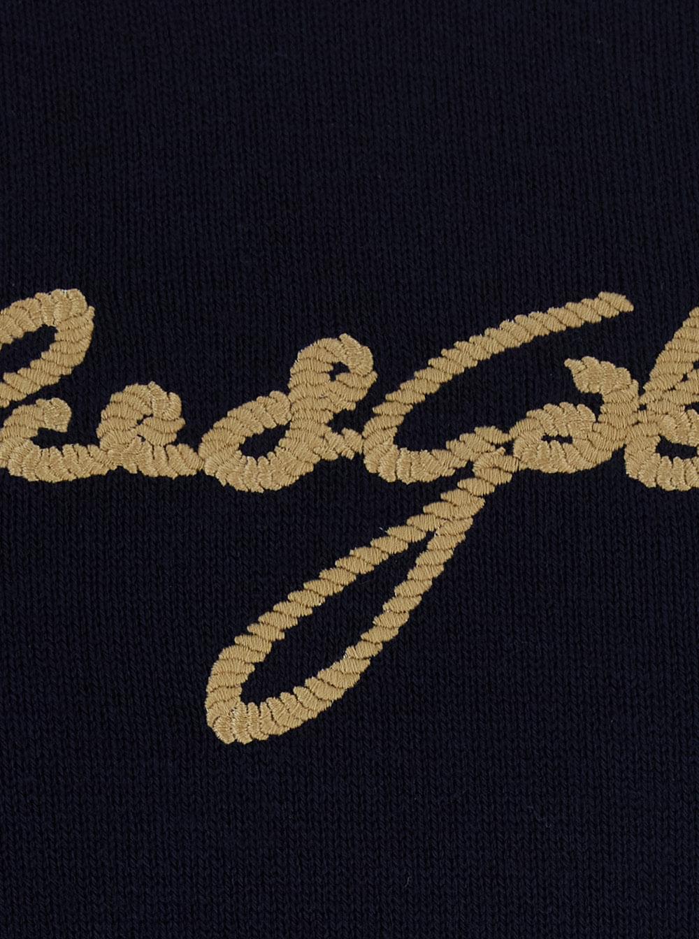 Dolce & Gabbana Men Blue Crew Neck T-Shirt With Logo Lettering On The Front In Cotton For Men DOLCE & GABBANA