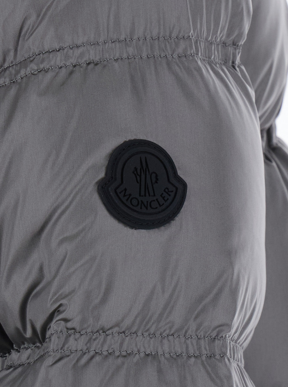 Moncler Women 'Sensation' Gray Down Jacket With Hood And Logo Patch On The Sleeve In Tech Fabric For Women MONCLER