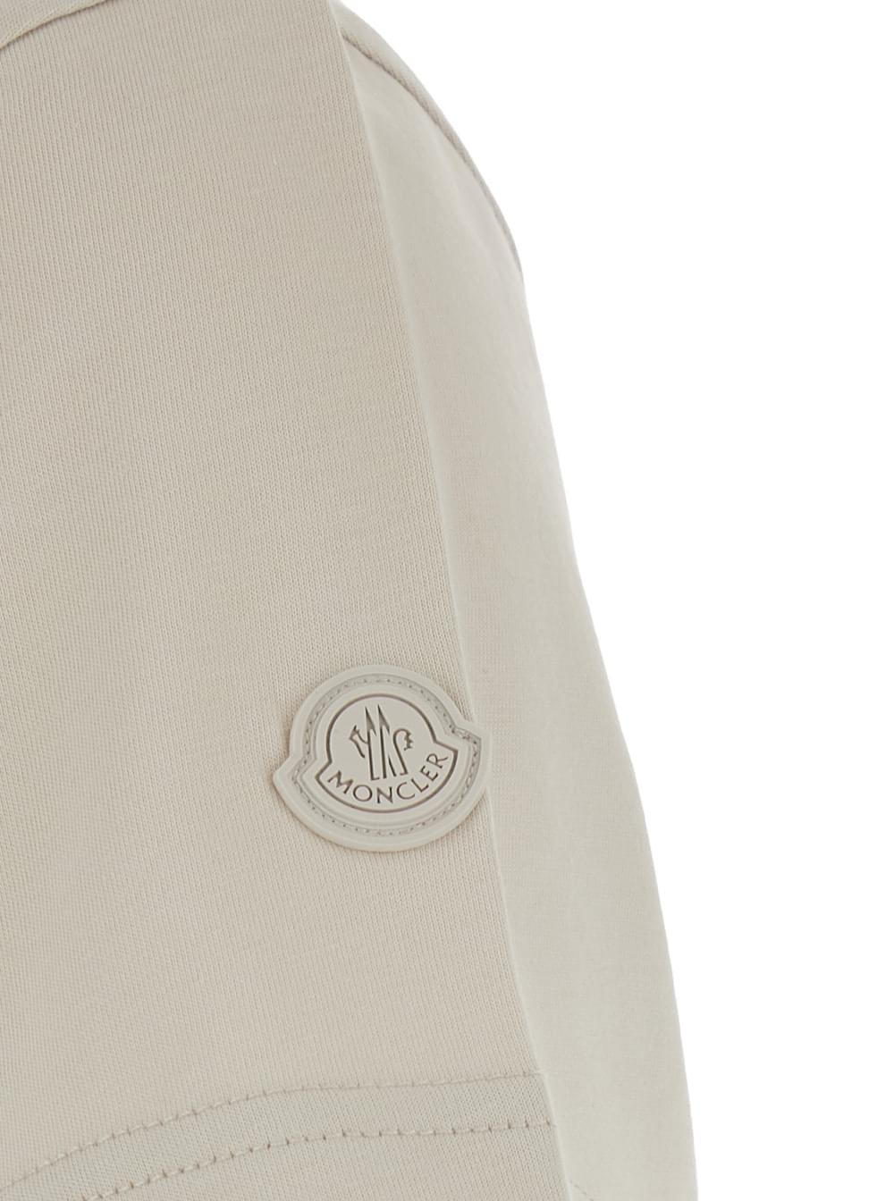 Moncler Women White Crew Neck T-Shirt With Logo Lettering On The Front And Logo Patch On The Sleeve In Cotton For Women MONCLER