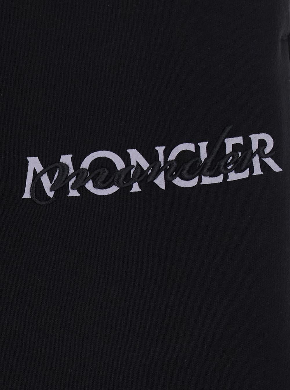 Moncler Women Black Pants With Elasticated Waist And Logo Lettering On The Front In Cotton For Women MONCLER