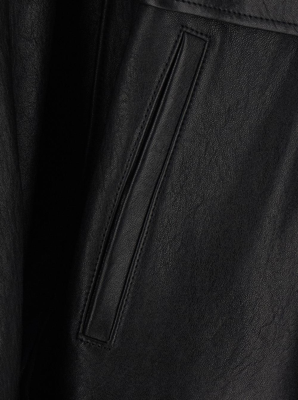 Saint Laurent Men Black Jacket With Classic Collar And Zip Closure On The Front In Leather For Men SAINT LAURENT