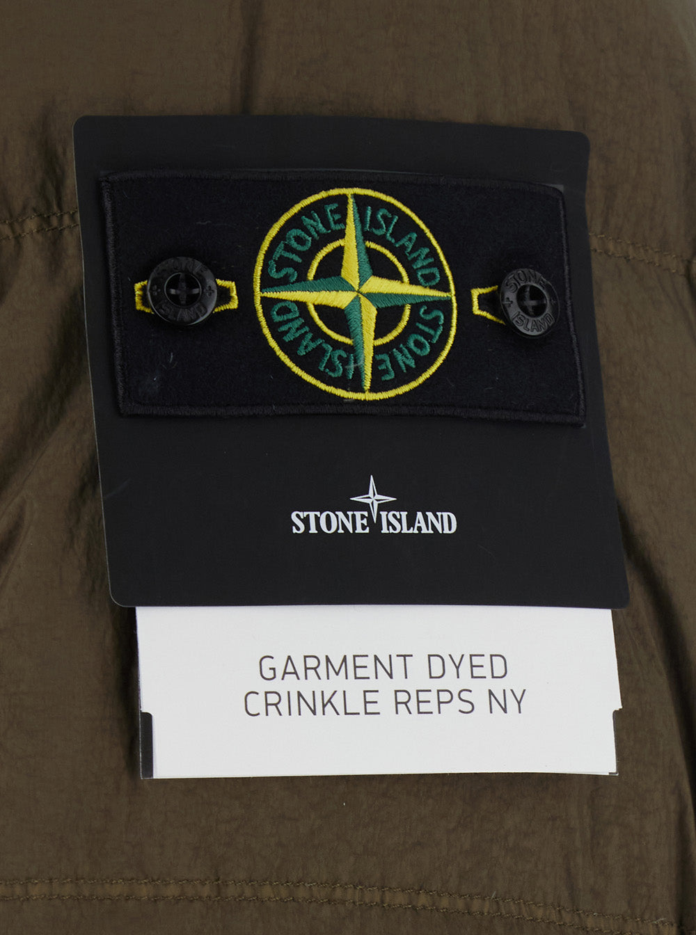 Stone Island Men Green High Collar Jacket With Logo Patch On Sleeve In Tech Fabric For Men STONE ISLAND
