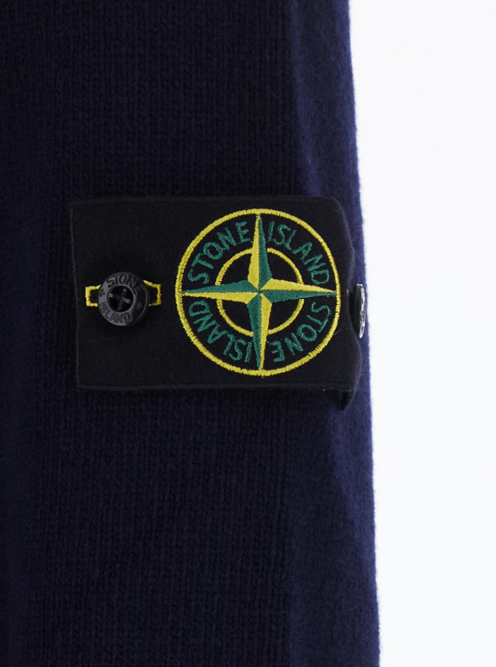 Stone Island Men Blue Crewneck Sweater With Logo Patch On The Sleeve In Wool For Men STONE ISLAND