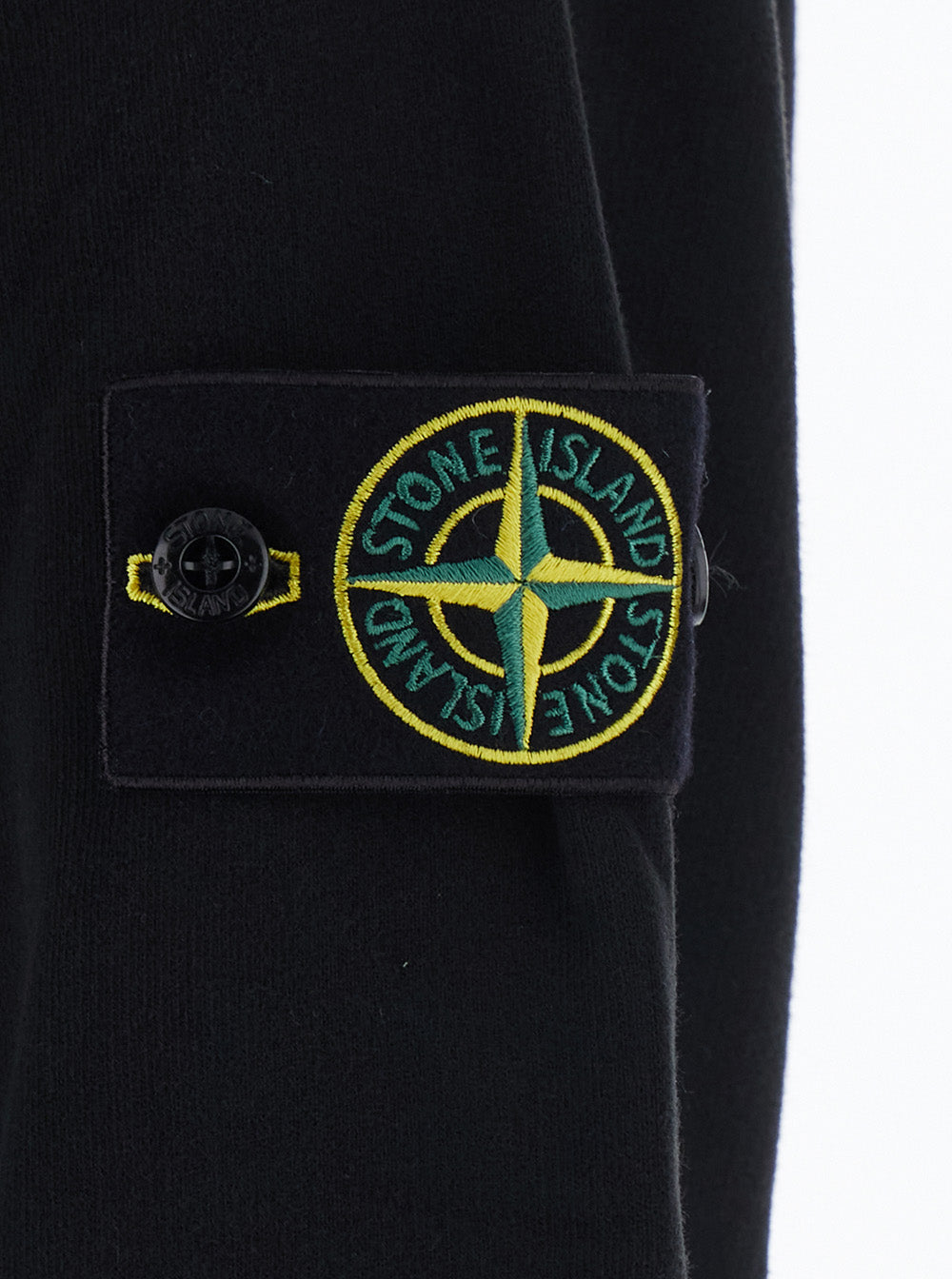 Stone Island Men Black Hoodie With Fixed Hood And Logo Patch On The Sleeve In Cotton For Men STONE ISLAND