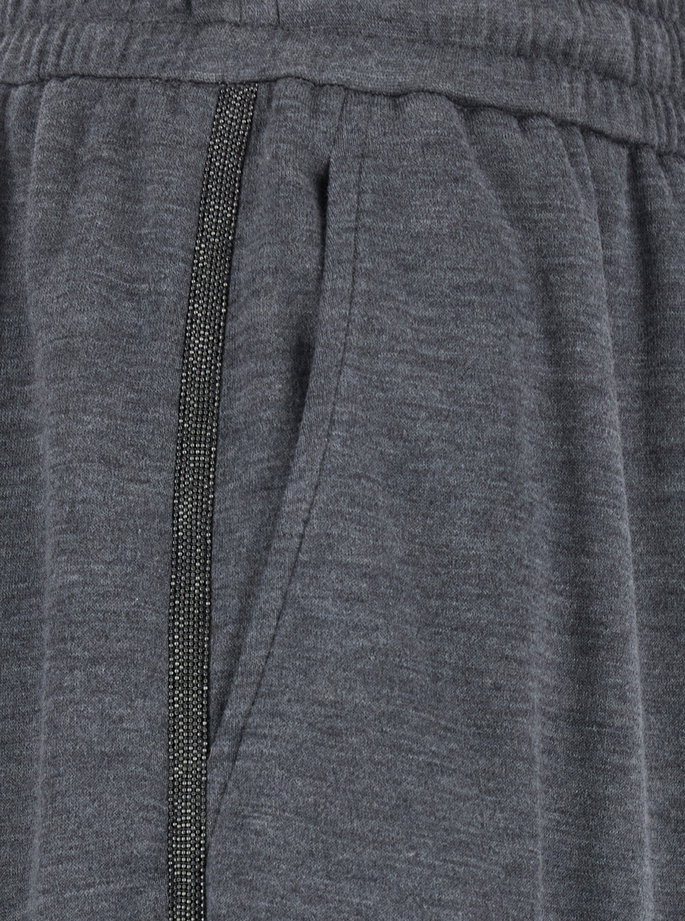 Brunello Cucinelli Women Gray Pants With Elastic Drawstring Waist And Monil Detail On The Side In Cotton Blend For Women BRUNELLO CUCINELLI