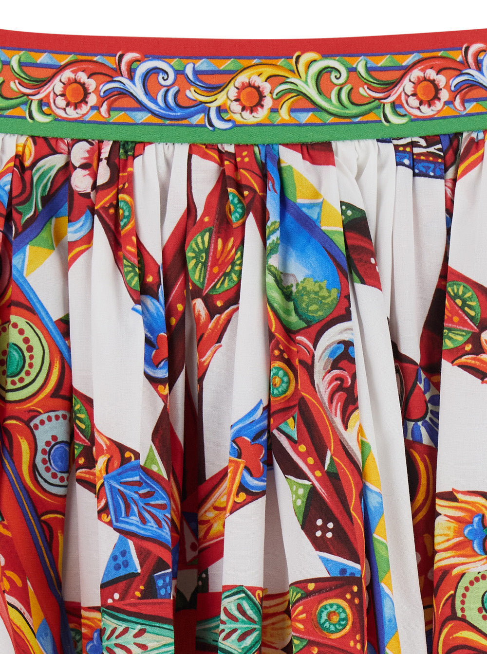 Dolce & Gabbana Women Multicolor Skirt With Front Belt And All-Over Carretto Print In Cotton For Women DOLCE & GABBANA