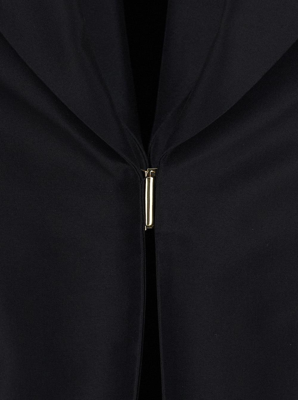 Gucci Women Black Single-Breasted Jacket With Peak Revers And Hook Closure On The Front In Silk For Women GUCCI