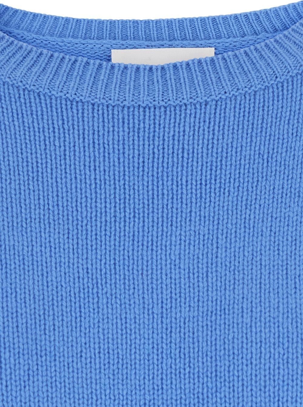 Lisa Yang Women Sweater 'Mila' Light Blue Crew Neck Sweater With Ribbed Finishes In Cashmere For Women LISA YANG