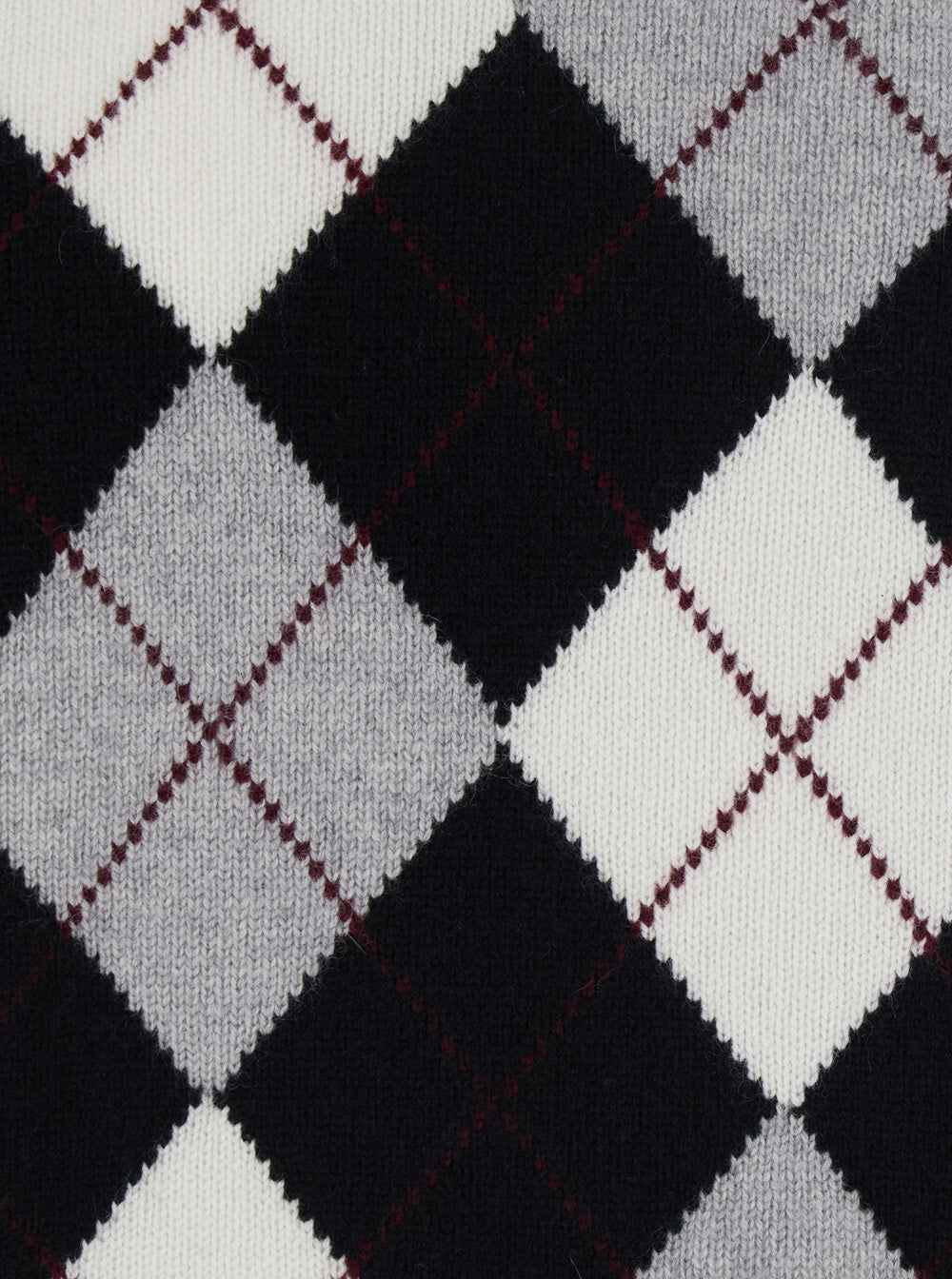 Lisa Yang Women 'Antoni' Black And White Crew Neck Sweater With All-Over Argyle Motif In Cashmere For Women LISA YANG