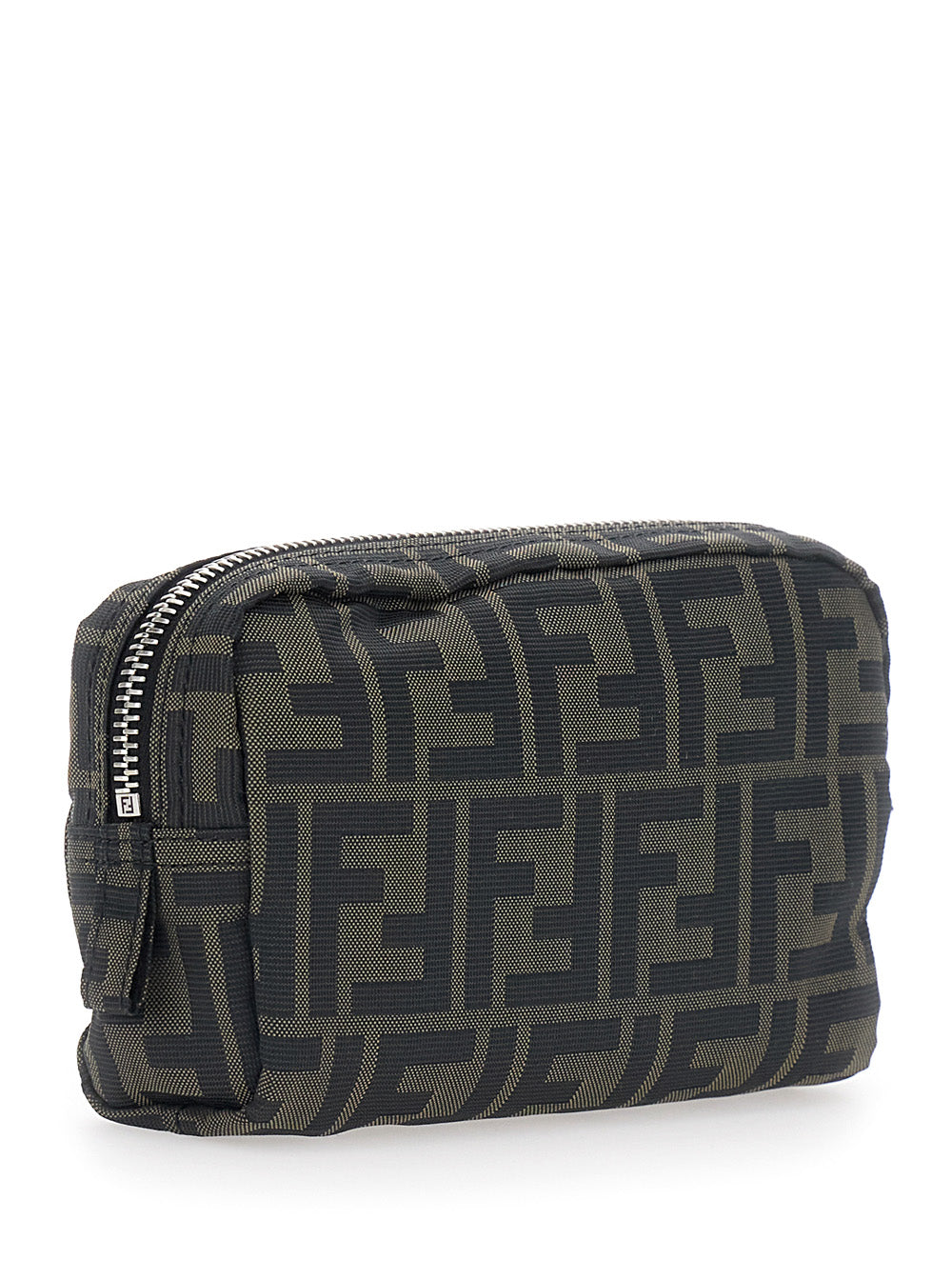 Fendi Men Brown Pouch With Zip Closure In Ff Canvas For Men FENDI