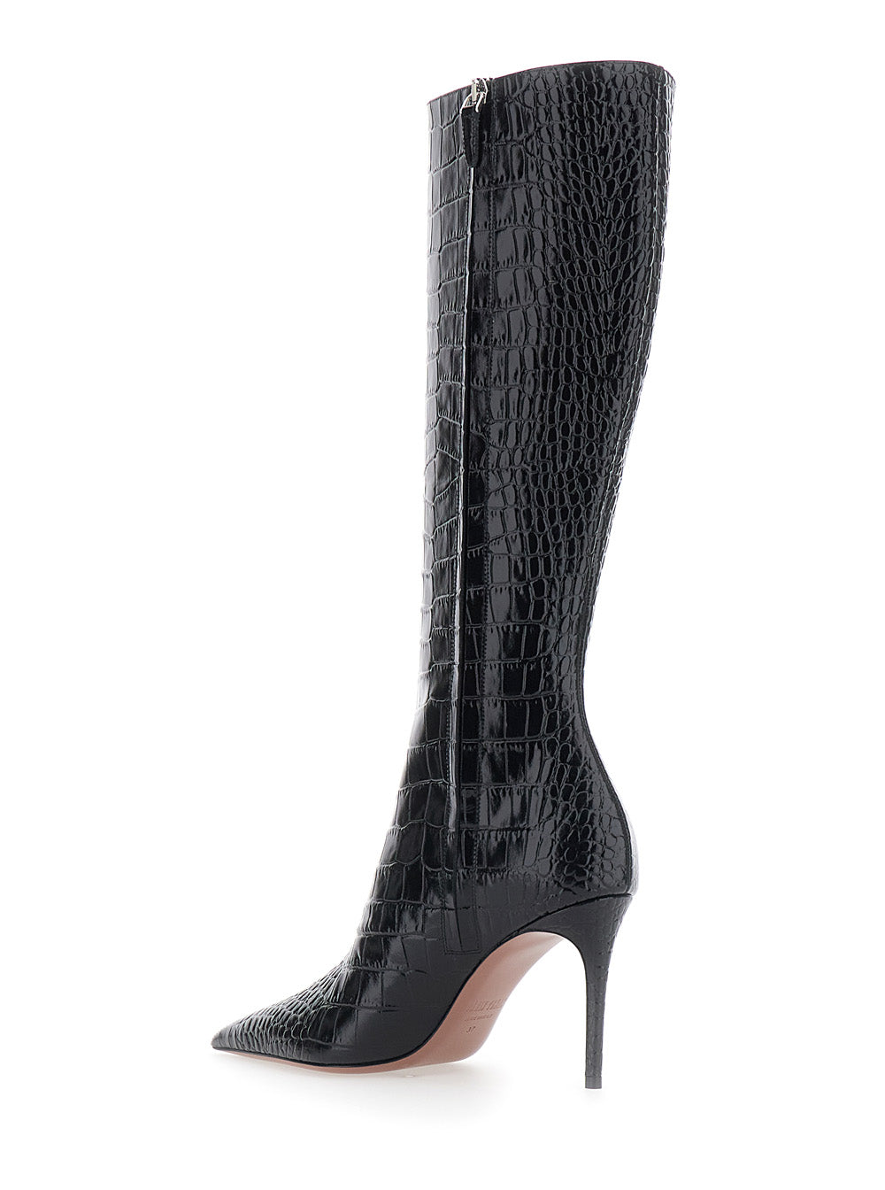 Paris Texas Women 'Vera' Black Boots With Pointed Design In Crocodile Effect Leather For Women PARIS TEXAS
