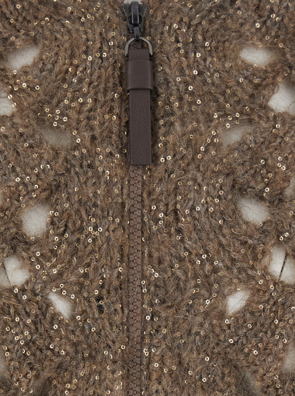Brunello Cucinelli Women Beige High-Neck Cardigan With Cable Knit Design In Blend Wool For Women BRUNELLO CUCINELLI