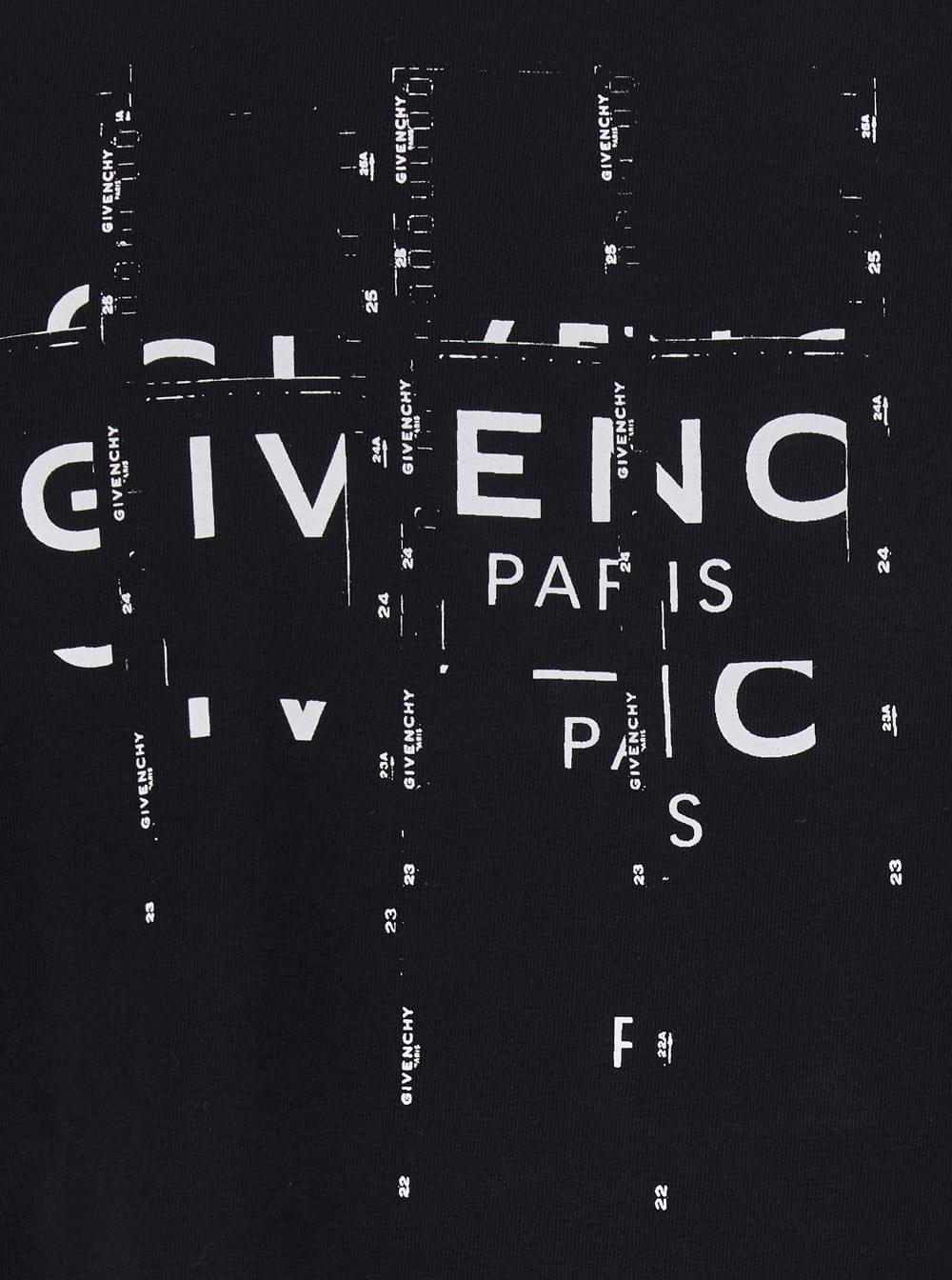 Givenchy Men Black Crew Neck T-Shirt With Logo Lettering On The Front In Cotton For Men GIVENCHY