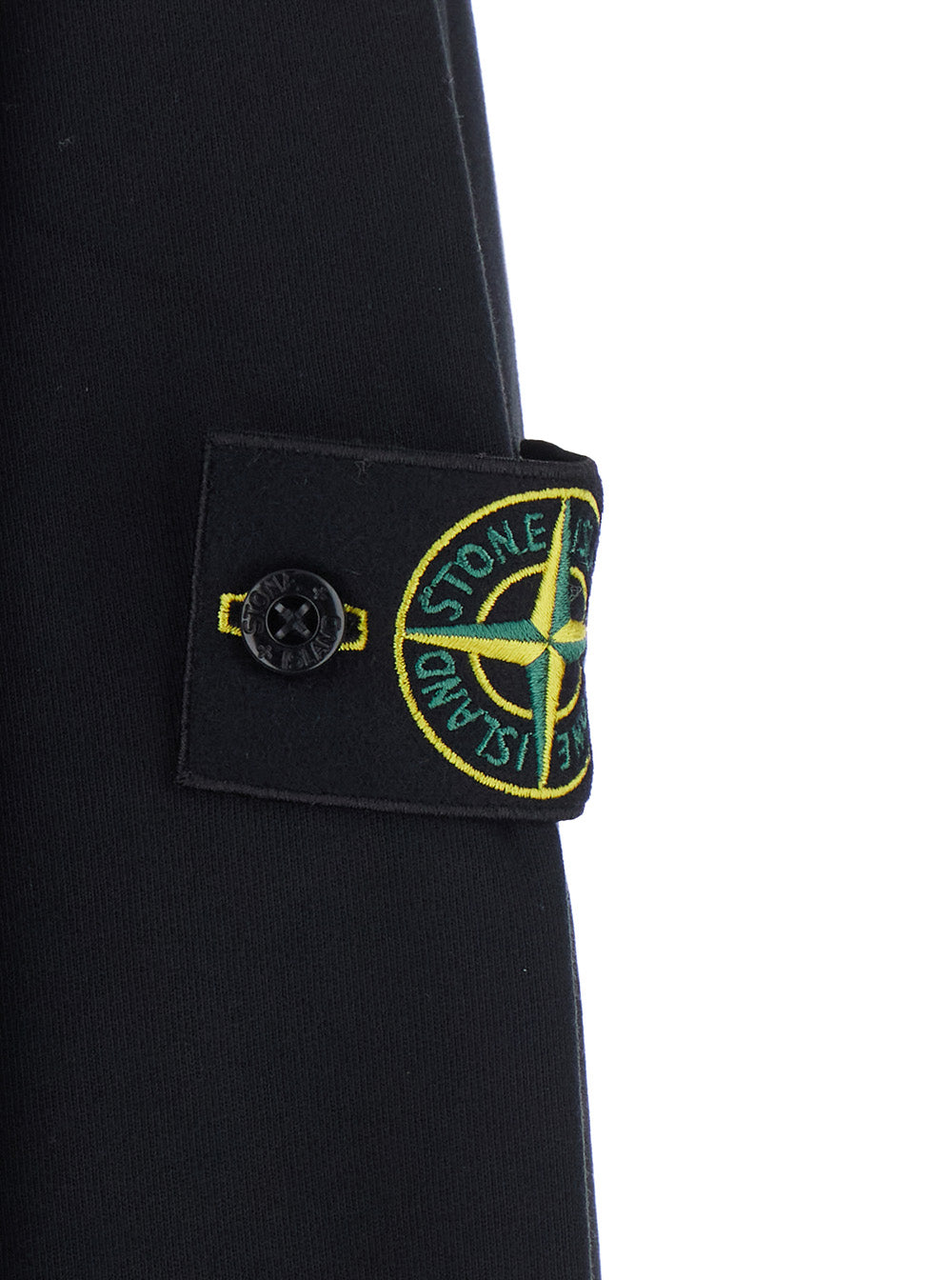 Stone Island Men Black Crewneck Sweatshirt With Logo Patch On The Sleeve In Cotton For Men STONE ISLAND