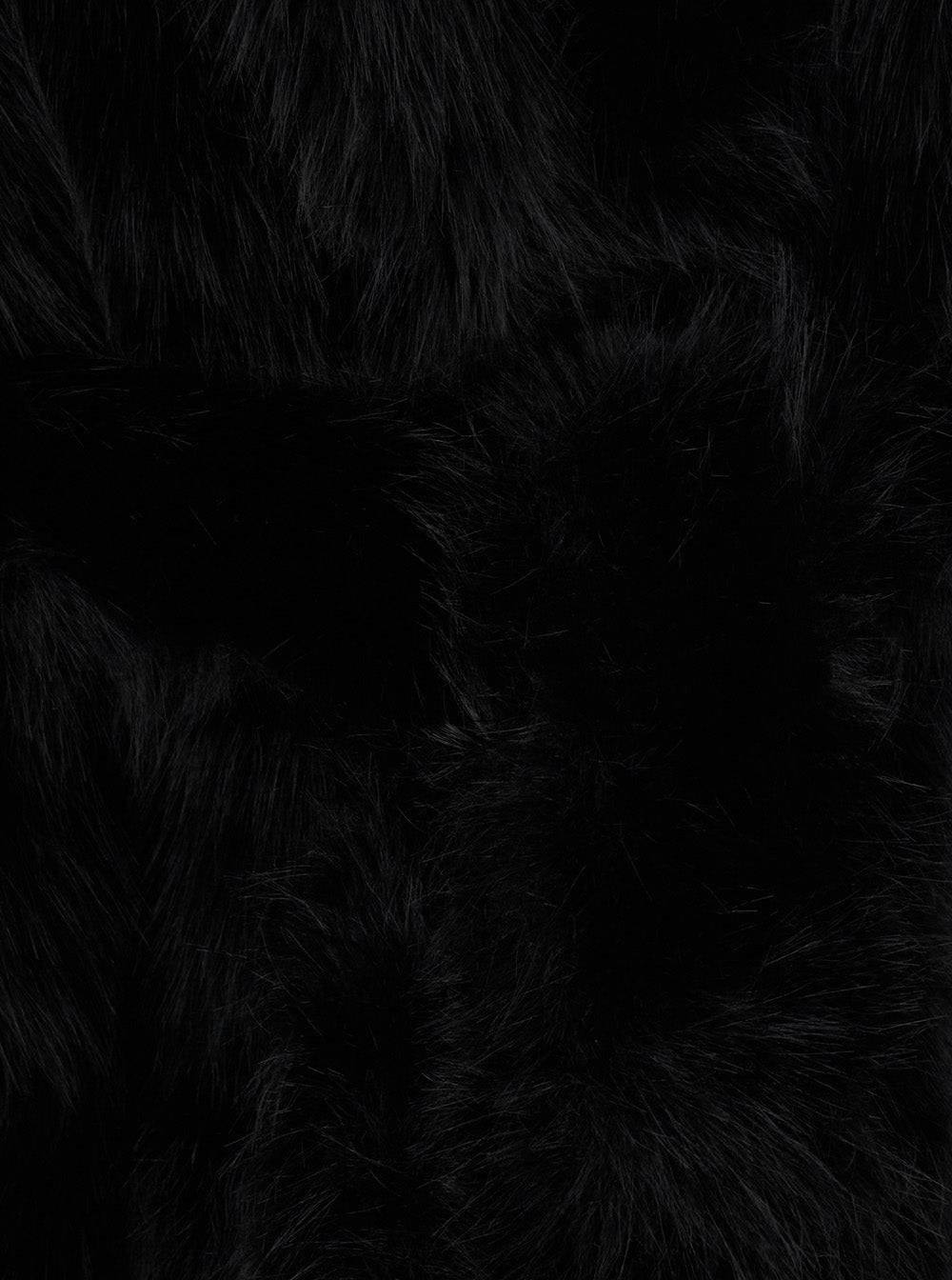 Leplain Women Black Long Coat With Notched Revers And Adjustable Waist Belt In Eco-Fur For Women LEPLAIN