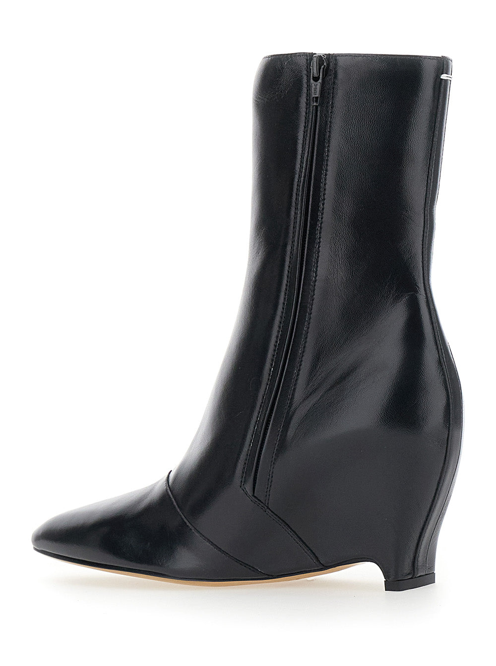 Maison Margiela Women Ankle Boot With Heel And Leather Details, Black, Woman MAISON MARGIELA