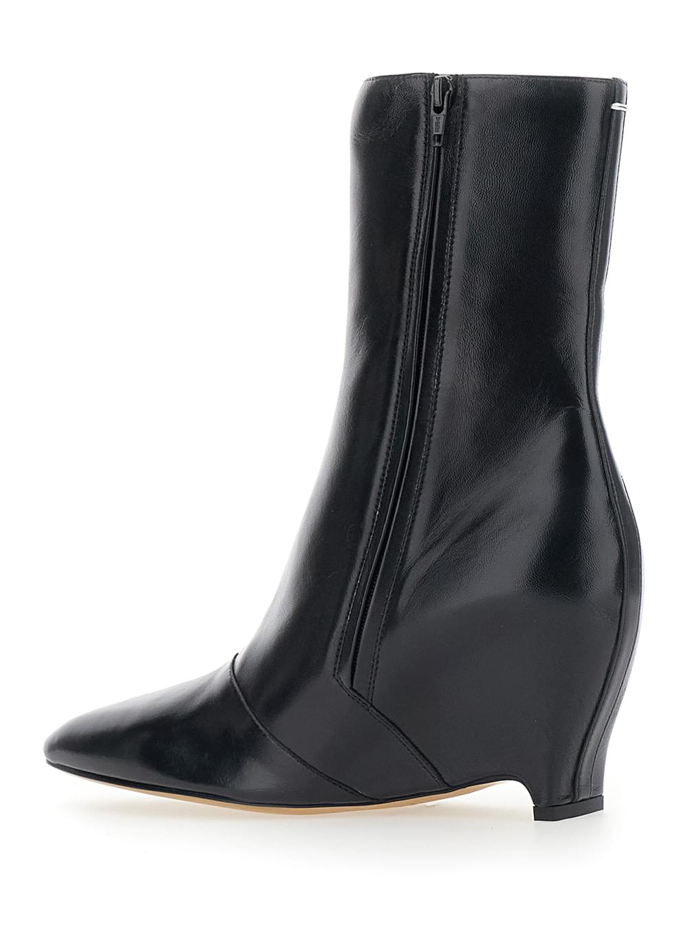 Maison Margiela Women Ankle Boot With Heel And Leather Details, Black, Woman MAISON MARGIELA