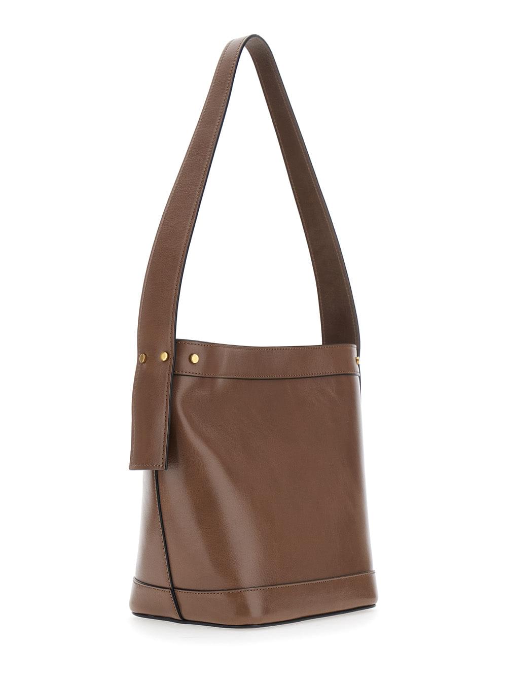 Versace Women Small Bucket Bag With Iconic Details In Black Leather For Women VERSACE