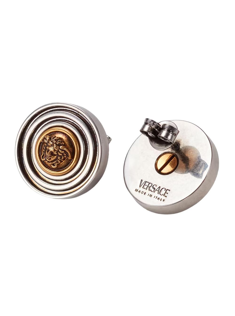 Versace Men Earrings With Medusa Head On Metallic Hoop For Women VERSACE