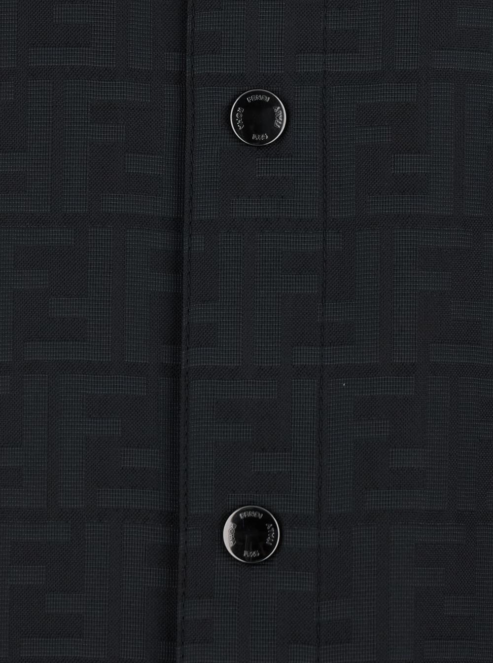 Fendi Men Black Jacket With Ff Motif All-Over Tone On Tone In Tech Fabric Men FENDI