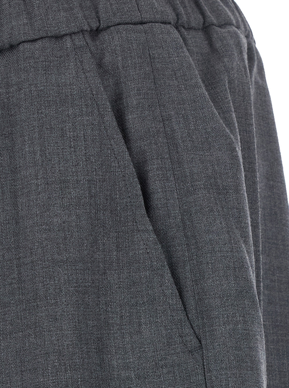 Ami Paris Men Gray Pants With Elasticized Drawstring Waist In Wool For Men AMI PARIS