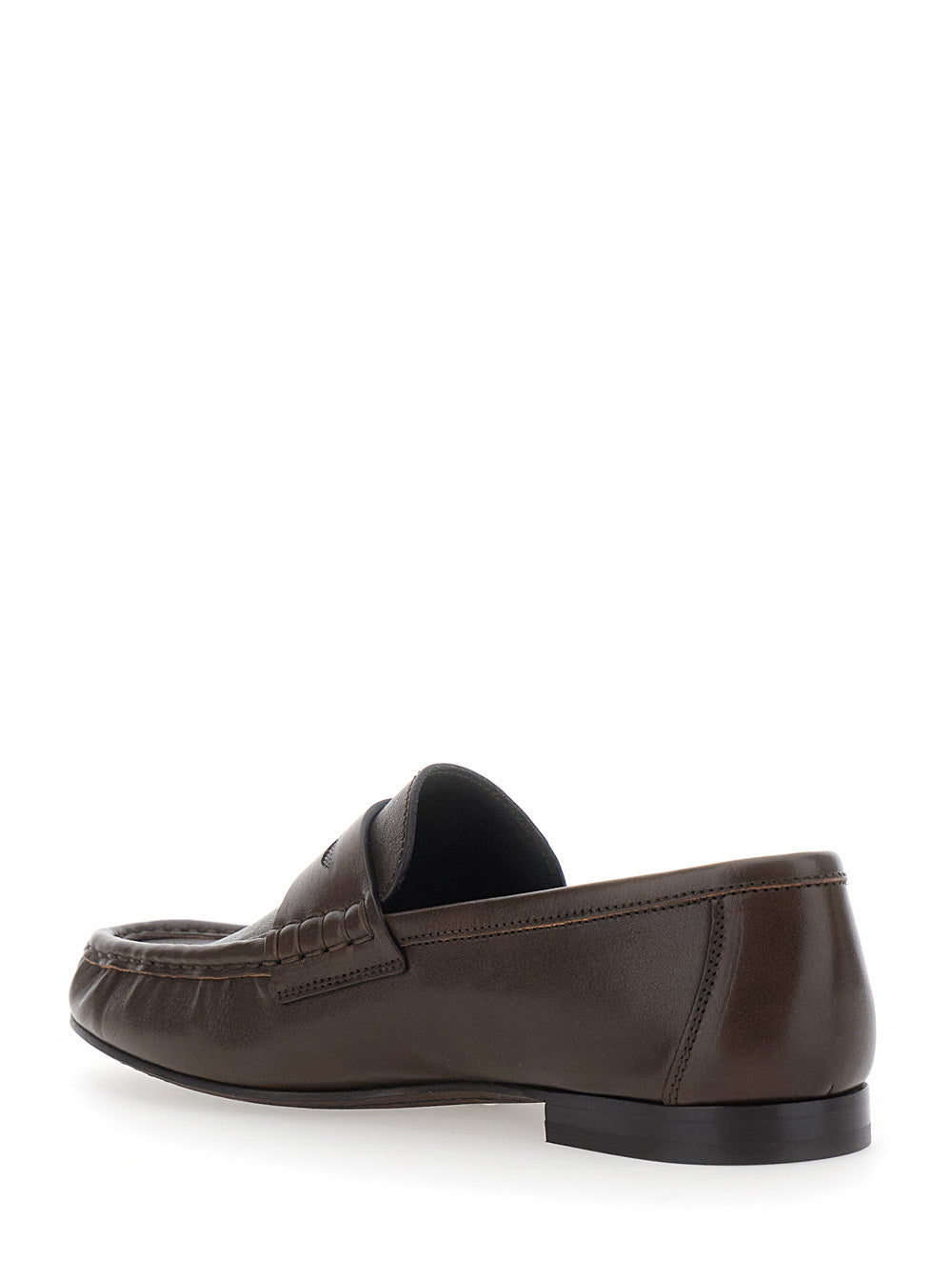 Brunello Cucinelli Women Brown Loafers With Monile Detail And Gathered Leather Toe In Leather For Women BRUNELLO CUCINELLI