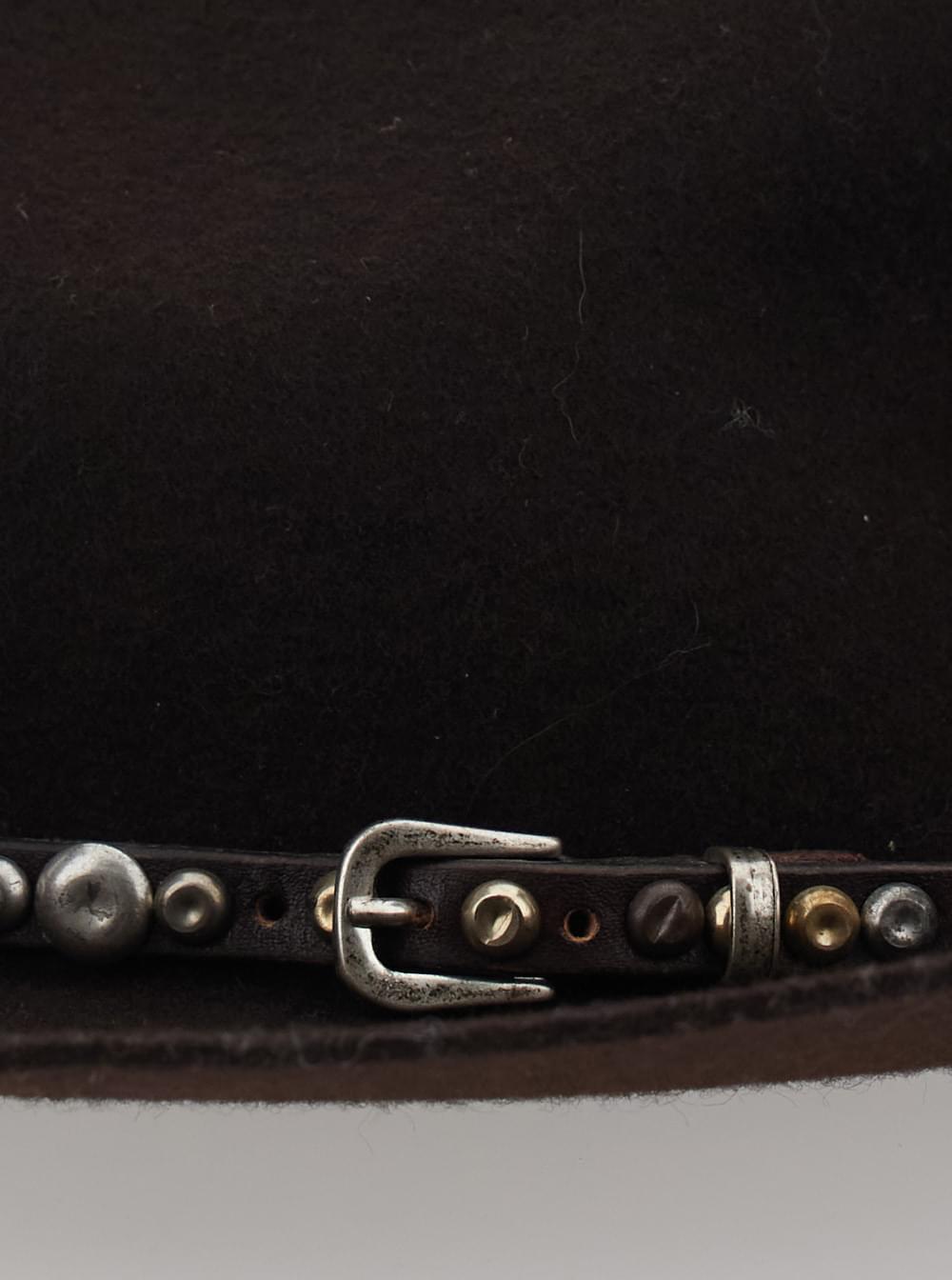 Golden Goose Women Fedora Hat With Studded Leather Band And Brown Felt Unisex GOLDEN GOOSE
