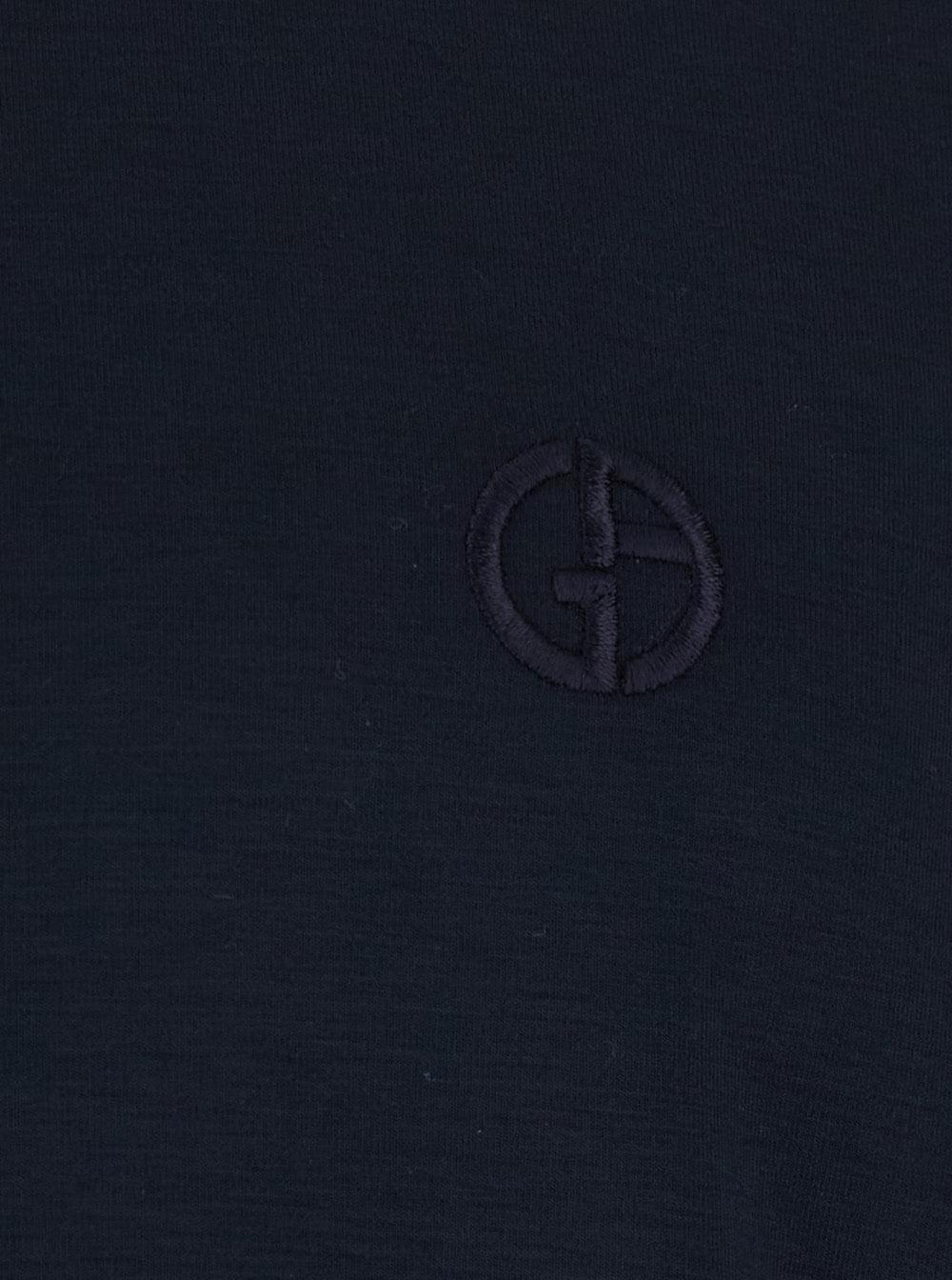 Giorgio Armani Men Crew Neck T-Shirt With Chest Embroidery And Long Sleeves In Blue Cotton For Men GIORGIO ARMANI