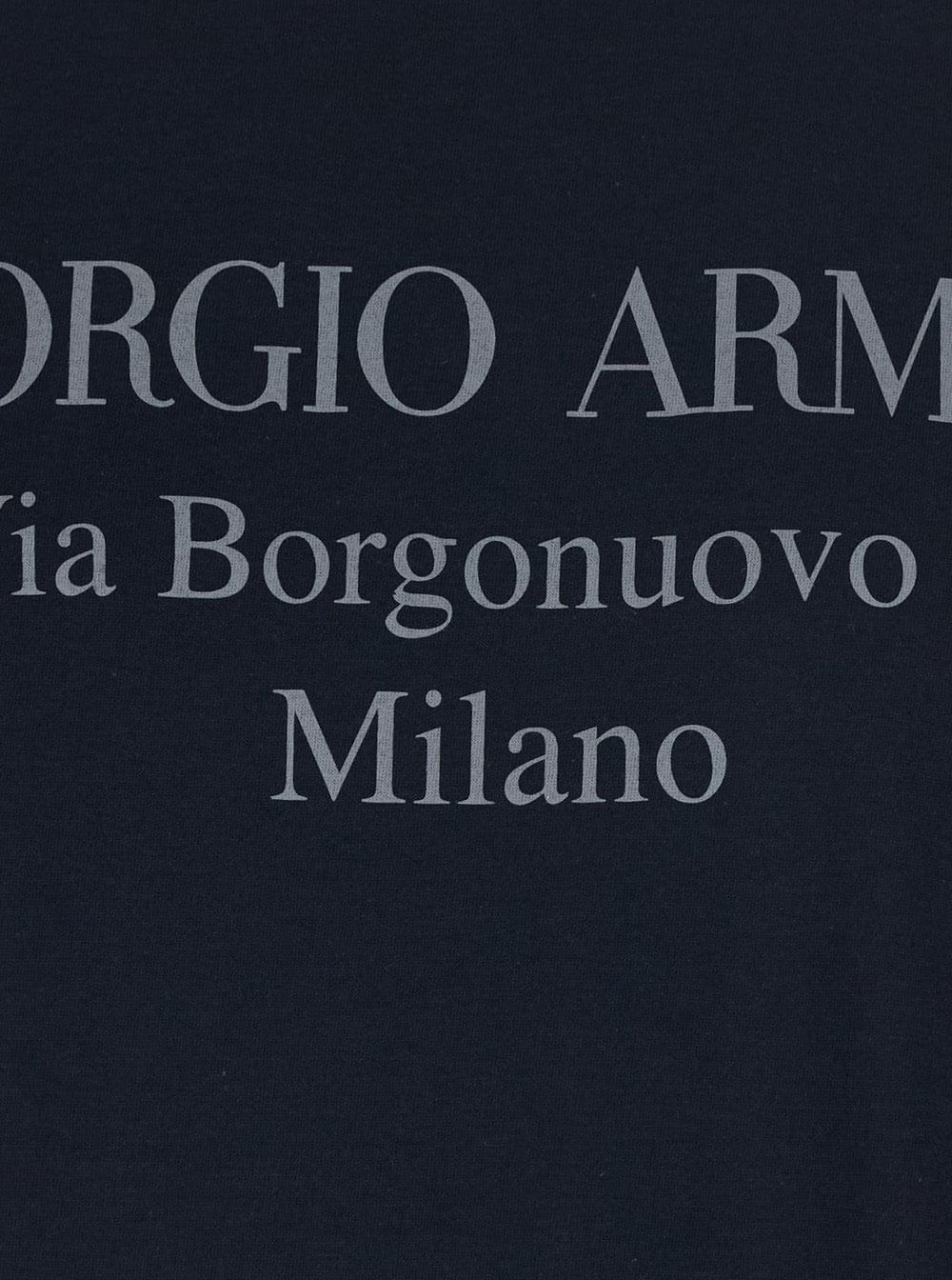 Giorgio Armani Men Crew Neck T-Shirt With Address Print And Blue Logo Detail For Men GIORGIO ARMANI