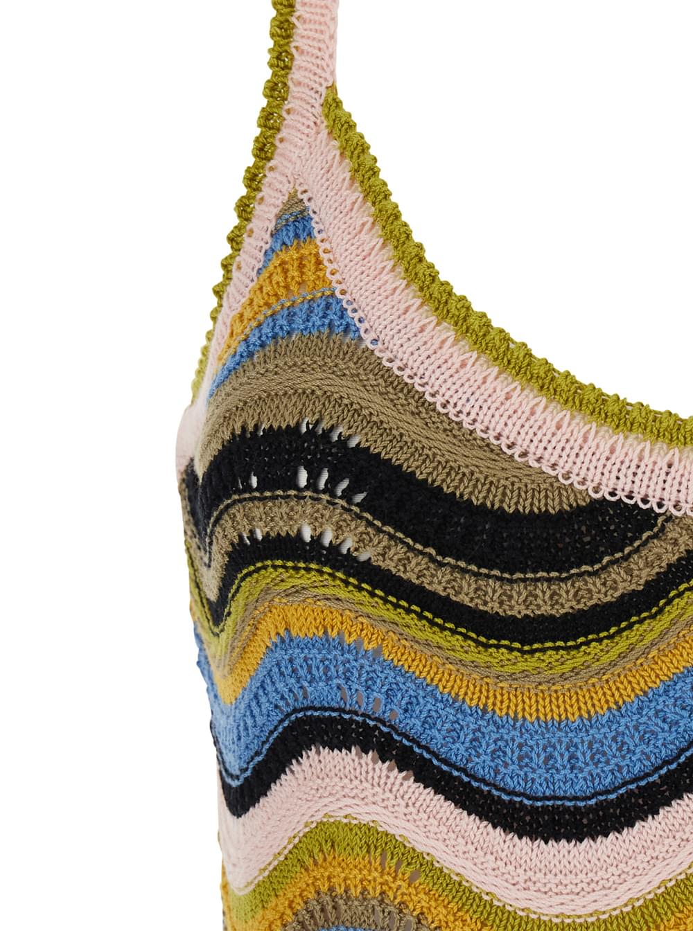 La Doublej Women Chevron Sundress With V-Neck And Short Sleeves In Tech Fabric Multicolored Women LA DOUBLEJ