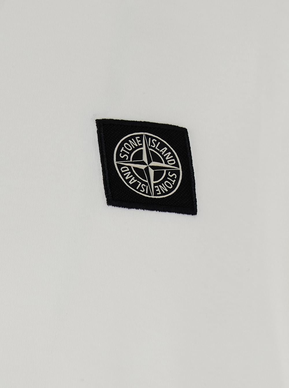 Stone Island Men Crew Neck Long Sleeve Cotton White T-Shirt For Men STONE ISLAND