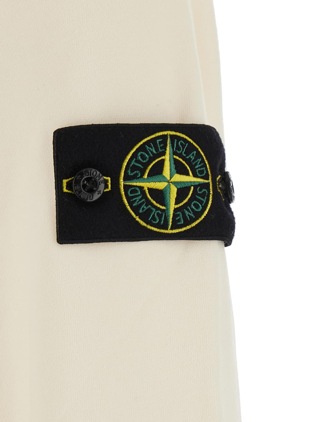 Stone Island Men Summer Sweatshirt With Crew Neck, Long Sleeves, Logo Patch, White, Man STONE ISLAND
