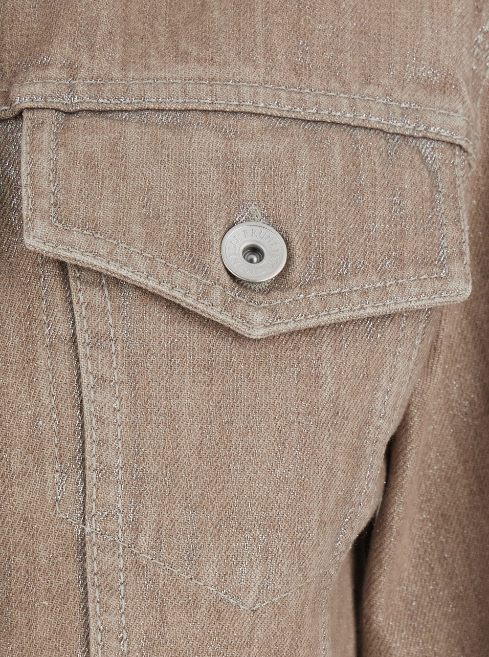 Brunello Cucinelli Women Beige Jacket With Classic Collar And Two Flap Pockets On The Front In Denim For Women BRUNELLO CUCINELLI